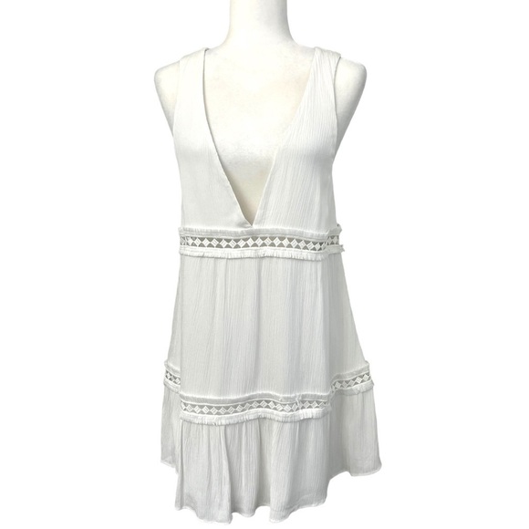 Show Me Your Mumu White Sleeveless Deep V Neck Dress - See Measurements - Picture 7 of 13